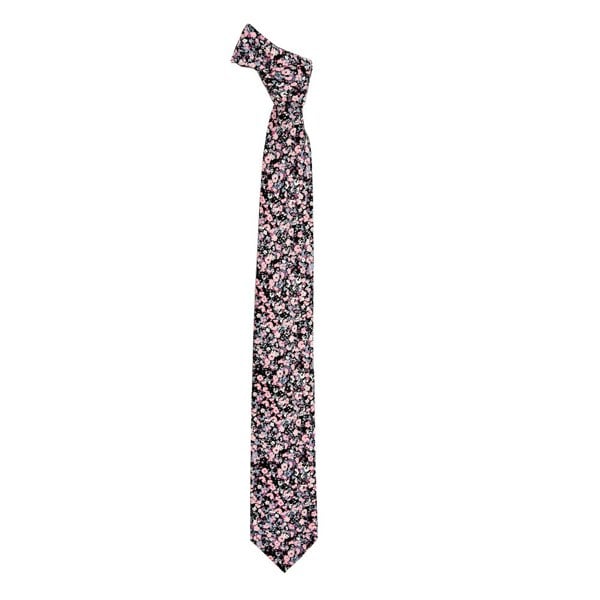 David WeJ Floral Printed Tie - Black Pink