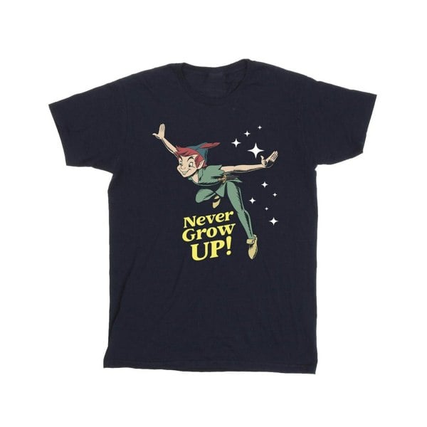 Disney Mens Peter Pan Never Grow Up T-Shirt - Navy Blue