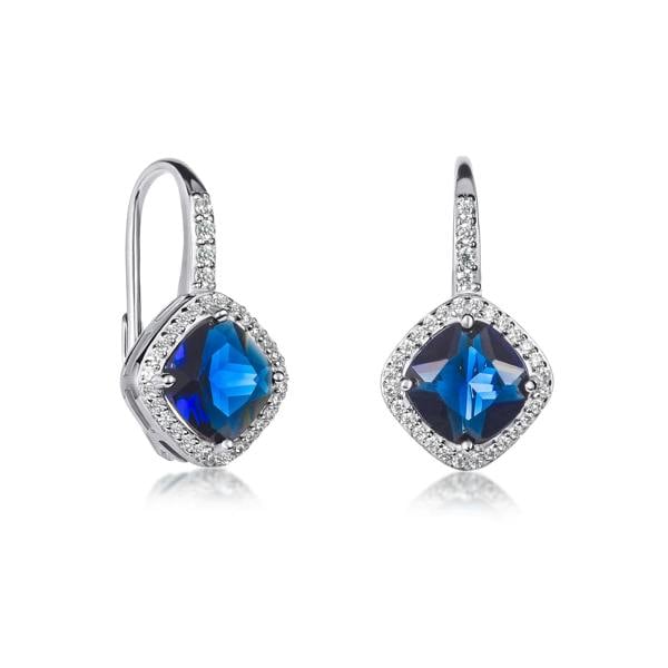 namana 925 Sterling Silver Leverback Blue Cushion Shaped Drop Earrings