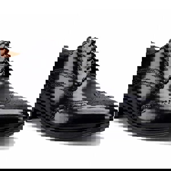 Base London Base London STEEPLE Mens Derby Brogue Shoes Hi-Shine Black