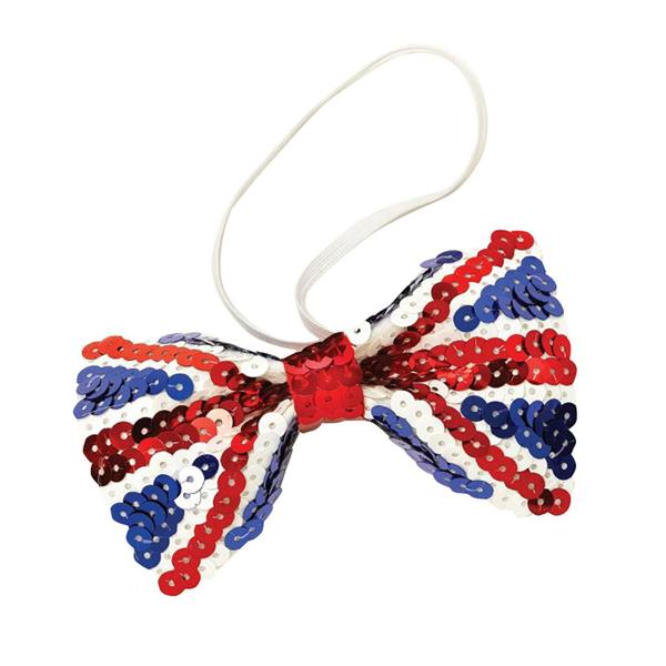 Bristol Novelty Unisex Sequinned Union Jack Bow Tie - Red/White/Blue - 