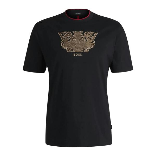 Boss Mens Embroidered Logo Crew Neck T-Shirt - Black - 