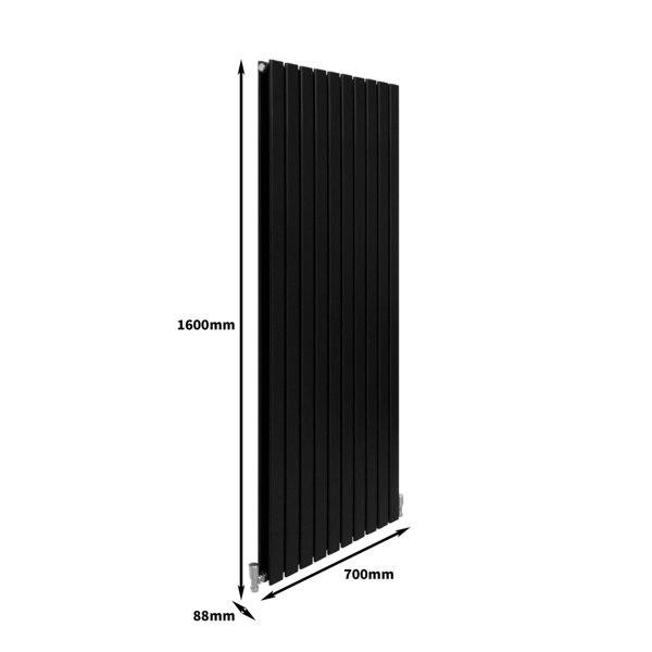 Designer Flat Panel Radiator - Matt Black (1600mm x 700mm)