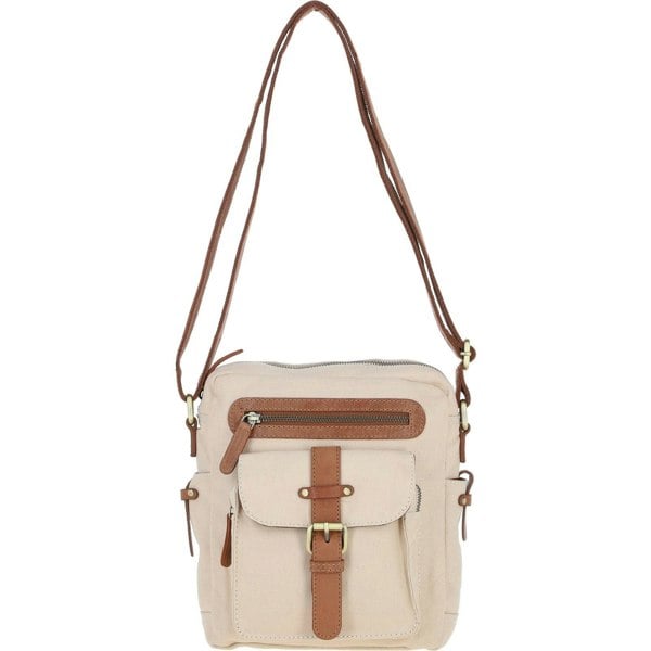 Exquisite Real Leather X Canvas Body Bag: fen-752