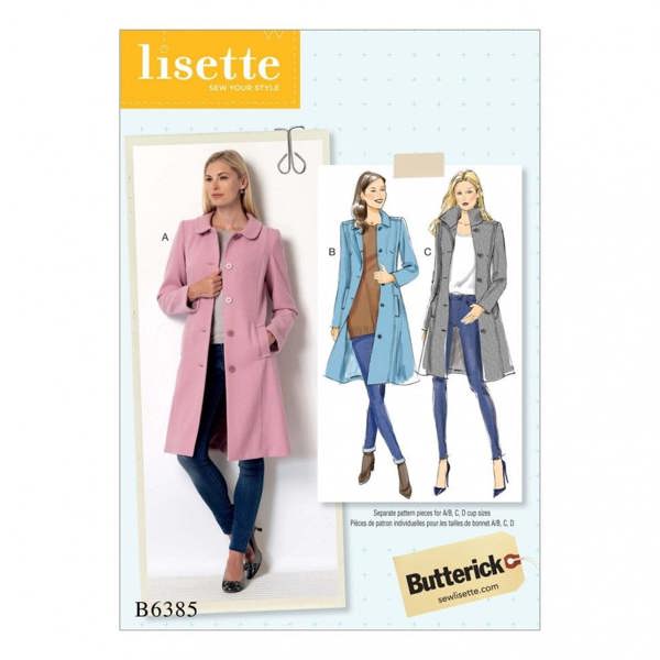 Butterick Sewing Pattern 6385, Coats for Women, 6-8-10-12-14 - Intermediate