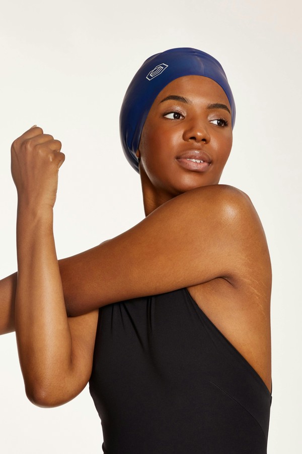 SOUL CAP Large Swim Cap for Long Hair - L - Navy