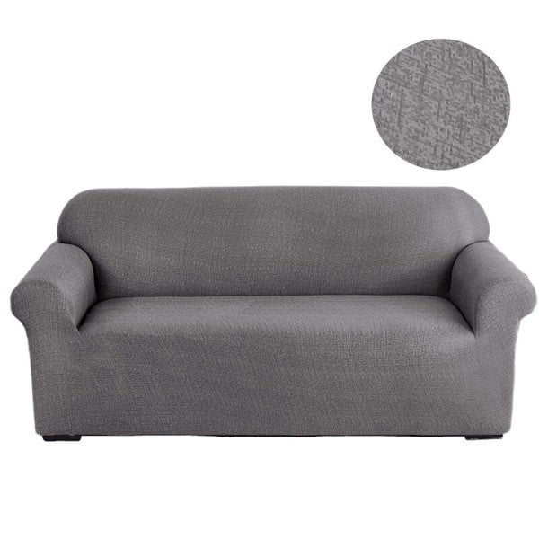 Anyhouz Anyseat 4 Seater Sofa Cover Solid Gray Style and Protection For Living Room Sofa Chair Elastic Stretchable Slipcover
