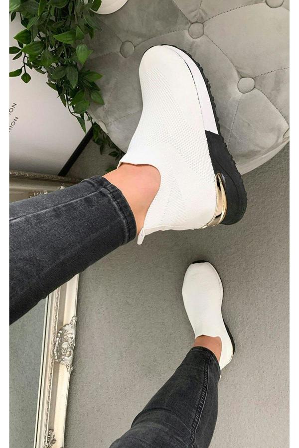 Jessi Slip On Sock Wedge Trainers - White