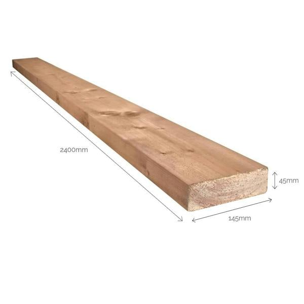 Snowdon Timber Treated 6x2" Timber - Decking Joists (T) 45mm (W) 145mm (L) 2.4m