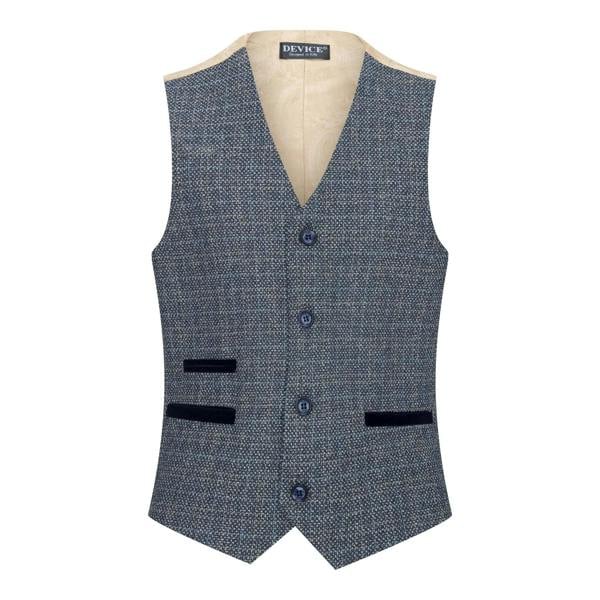 Paul Andrew Boys 3 Piece Blue Tweed Check Vintage Retro Suit