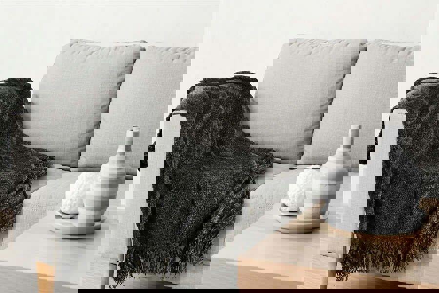 Emma Barclay Darcy Tassel Charcoal Blanket/Throw