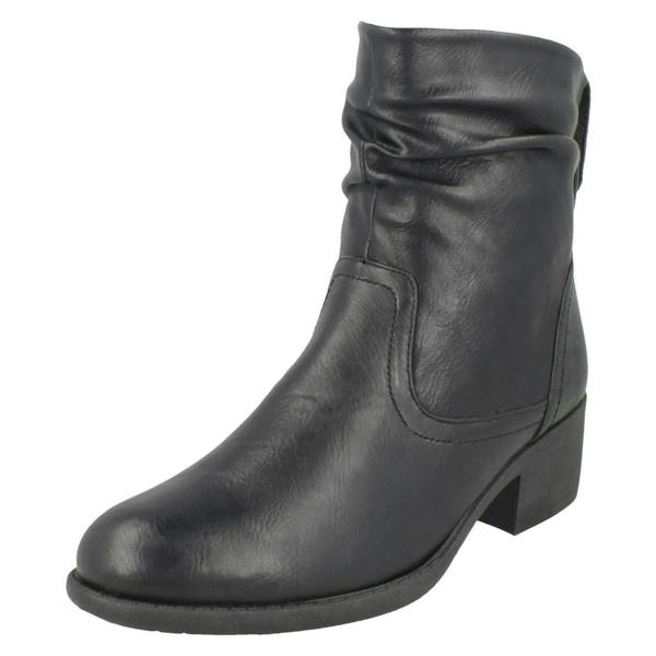 Spot On Ladies Spot On Rouched Ankle Boots