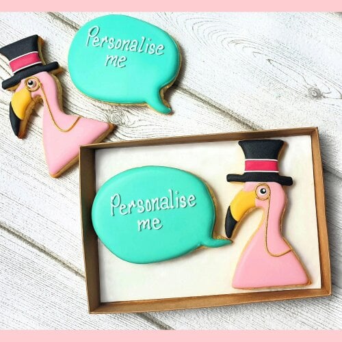 The Cookie Collaboration Personalised Pink Flamingo Cookie Gift Box, Fancy Flamingo