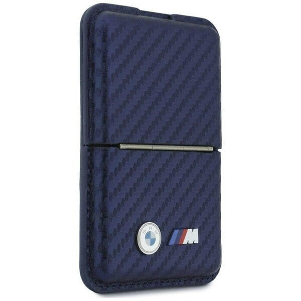 BMW M Carbon Metal Logo Magnetic Card Holder with Stand Navy Blue - BMOWMCS26PCILV