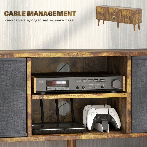 Wyld Haus Dilo 110cm Wooden Rustic Brown TV Storage Cabinet With Fabric Fold Down Drawers For Screens Up To 50 Inches