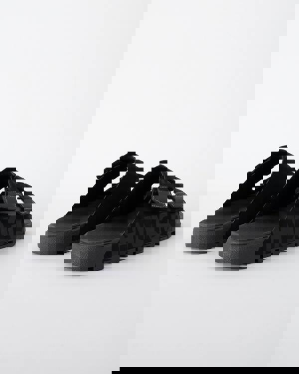 back shot of HUGO Evander Mens Faux-Suede lides with Logo Detailing in Black