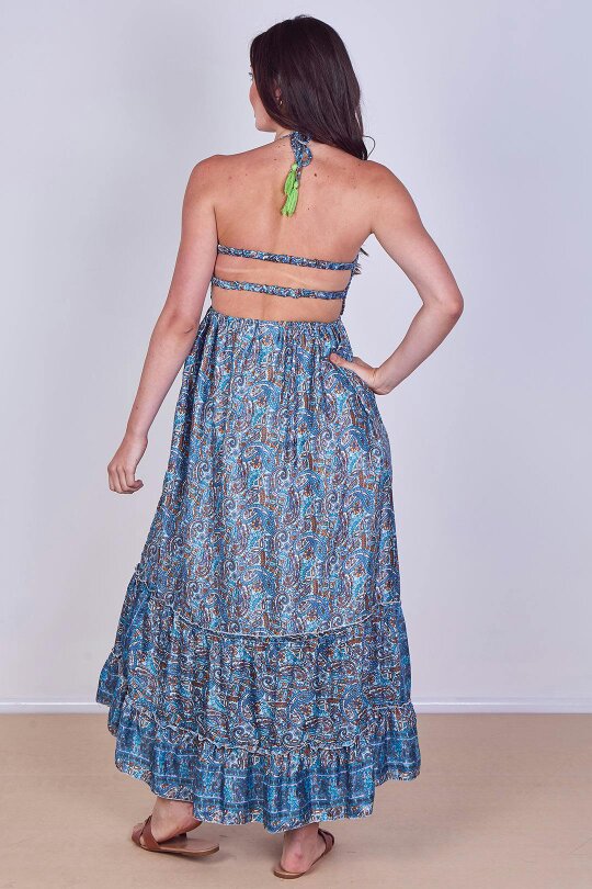 Boho Paisley Halterneck Maxi Dress
