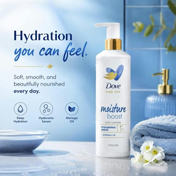 Dove Body Love Moisture Boost Body Cleanser with Hyaluronic Acid, 517ml, 3pk