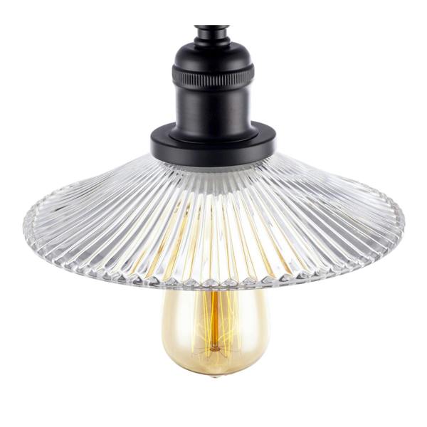 Vintage Design Matte Black Ceiling Light with Fluted Clear Glass Image 5