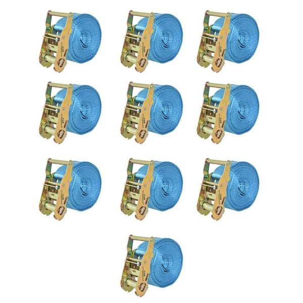 Berkfield Ratchet Tie Down Straps 10 pcs 2 Tonnes 6mx38mm Blue