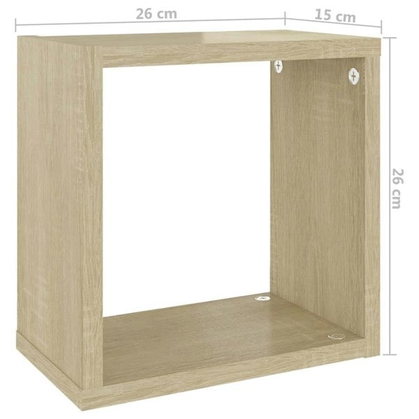 Berkfield Wall Cube Shelves 2 pcs Sonoma Oak 26x15x26 cm