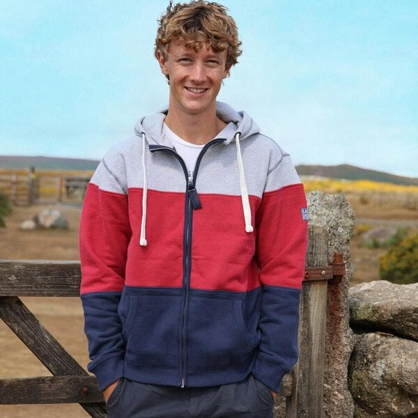 Lazy Jacks LJ721 - Men's Full Zip Panelled Hoody - Red