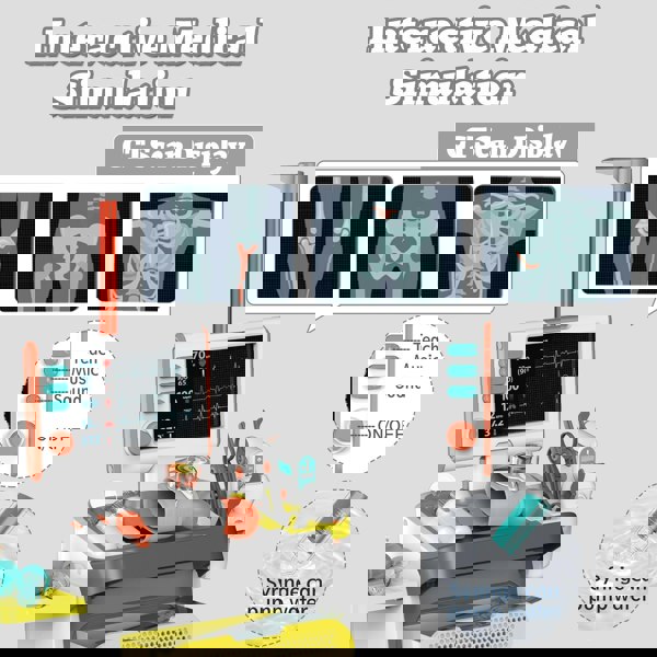 deAO Toys Doctor Kit for Toddlers, Kids Pretend Medical Station Set with Mobile Cart, Height Measuring Rod, Thermometer, Stethoscope