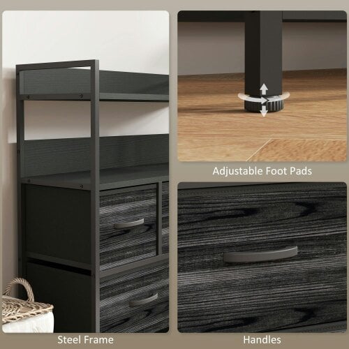 Wyld Haus Latoli Fabric And Wood Black 7 Drawer Rustic Storage Chest
