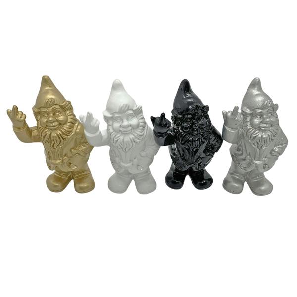 Gold, Silver, Black & White Middle Finger Gnomes
