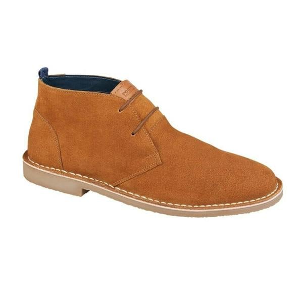 Roamers Mens Suede Desert Boots - Tan - 