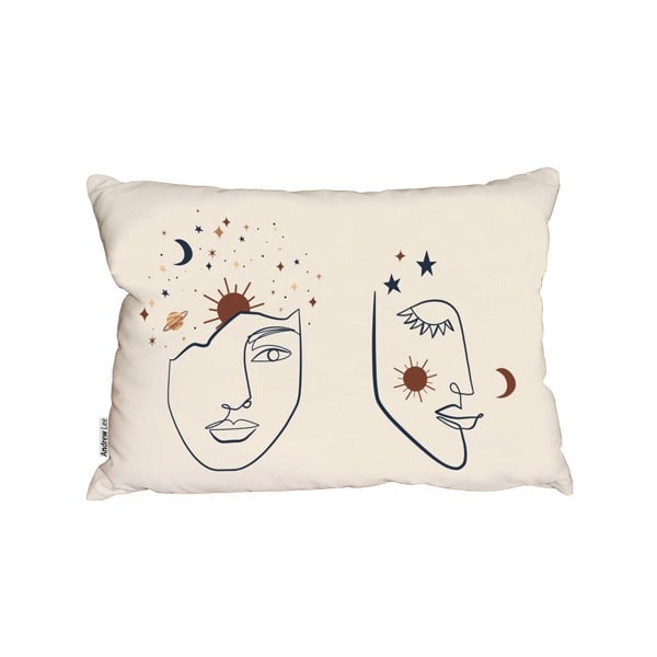Benjamin Tate Design Line Art Illustration With Mystical And Celestial Elements Like Stars, Moon, Sun And Planets (Outdoor Cushion)