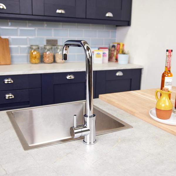 Top-Fix | Vito Square Neck Style Kitchen Mixer Tap | Polished Chrome Finish