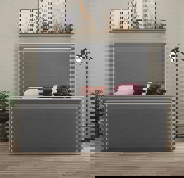 DS Living Verona Piping Ottoman Bed - Plush Grey