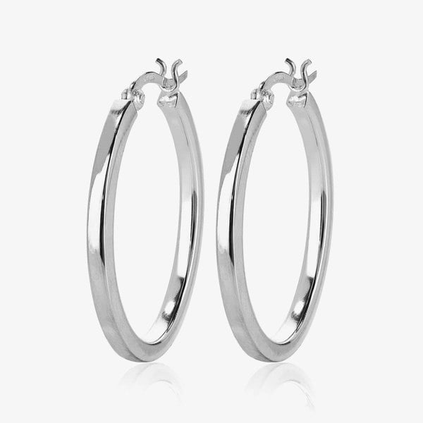 T. H. Baker Silver Oval Creole Earrings 8-53-3459