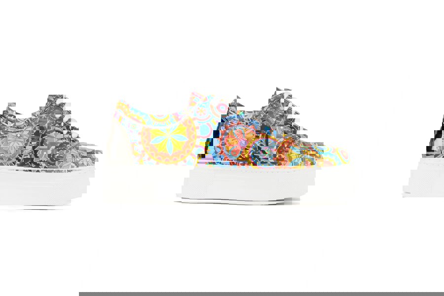 Embassy London Camila - Signature Print - Women's chunky sole leather trainer in colourful print