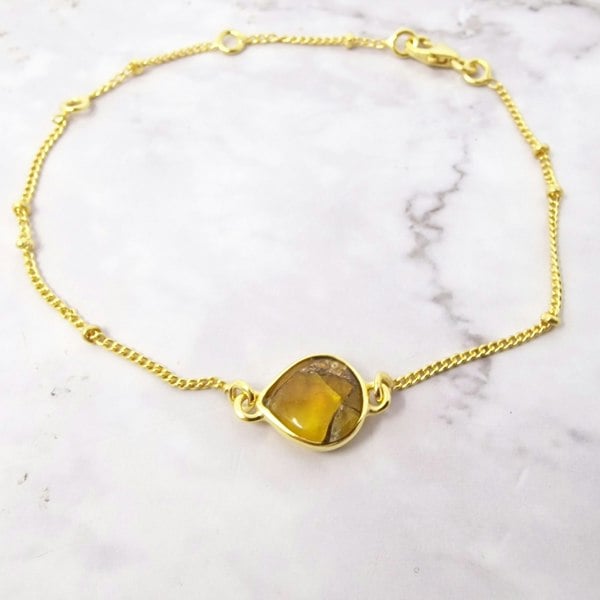 18ct Gold Vermeil Plated Adjustable Citrine Bracelet