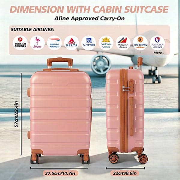 Leaper 20" ABS Carry-On Luggage with Removable Wheels & TSA Lock