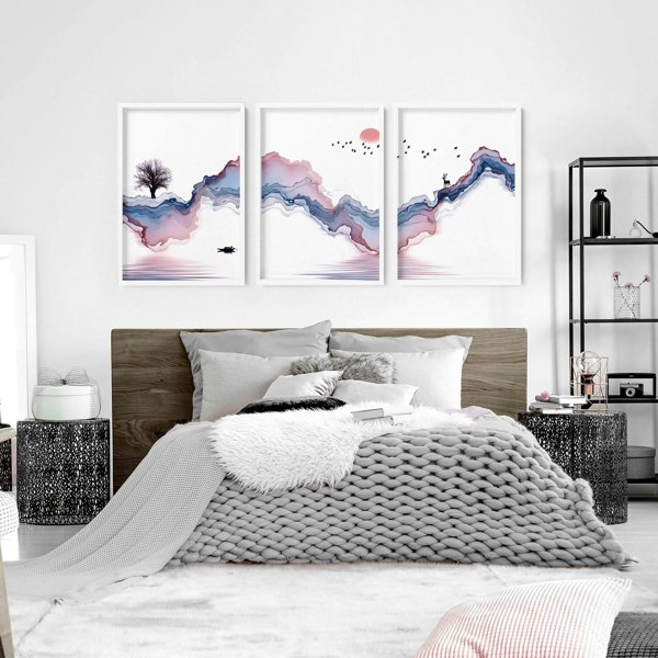 Pictures for bedroom | set of 3 Japanese wall art prints