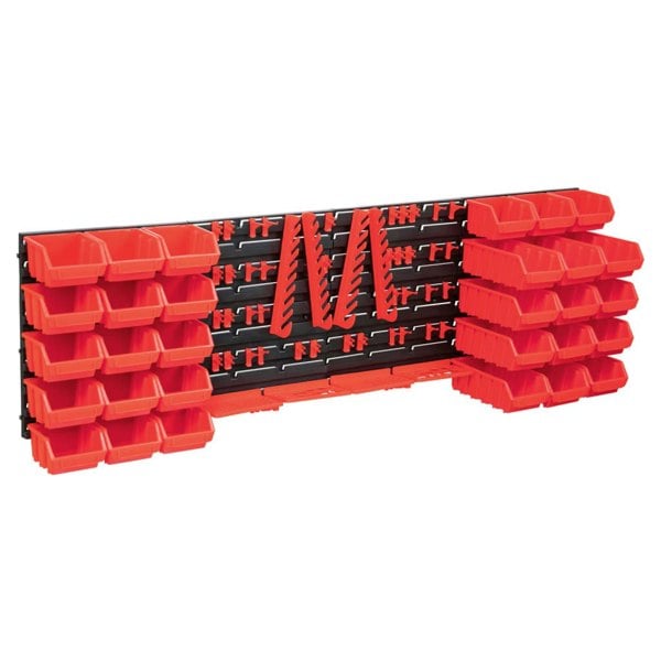 Berkfield 80 Piece Storage Bin Kit with Wall Panels Red and Black