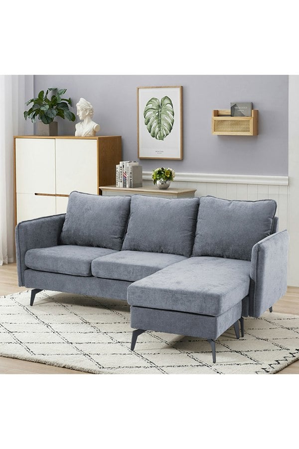 Living and Home 3-Seater Upholstered Corner Sectional Sofa