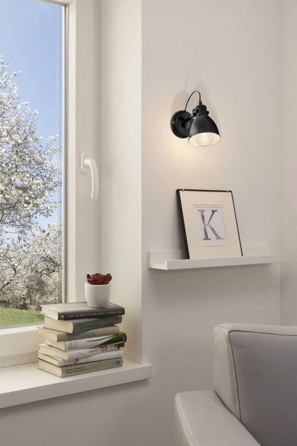 EGLO Priddy 1-Light Vintage Black And Crème Wall Light