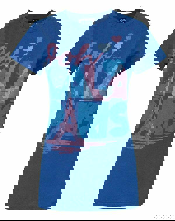 Junk Food Clothing Womens Blue Ooh Lala Paris Text Graphic Short Sleeved T-Shirt