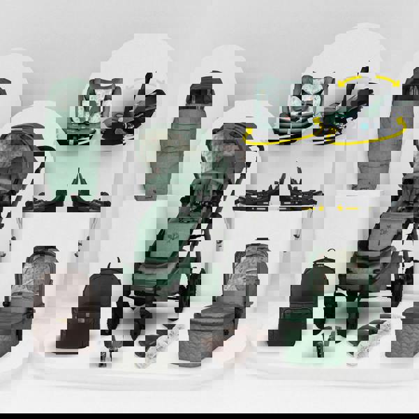 Cosatto Wow 3 All Stage Family Rotate & Recline 2 Base Bundle Meadow