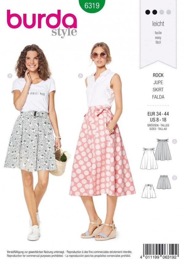 Burda Sewing Pattern 6319 Skirts For Women, 8 to 18 - Easy