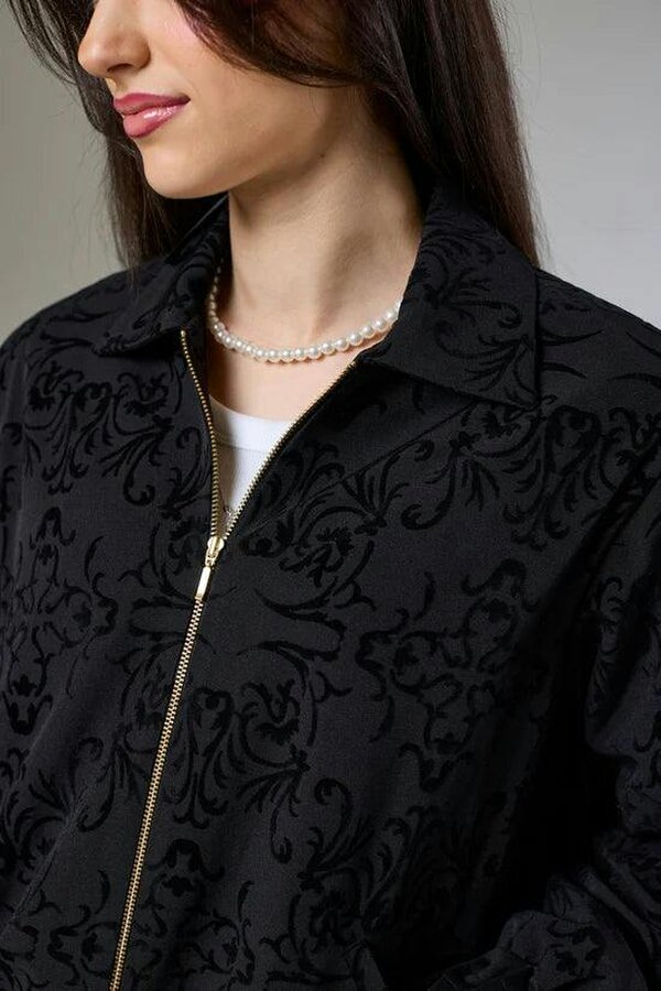 Lioness by TF Vintage Black Velvet Bomber Jacket