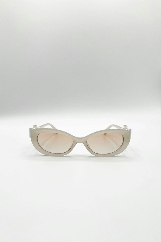 SVNX Bow Side Detail Sunglasses In Nude - Removeable Bow