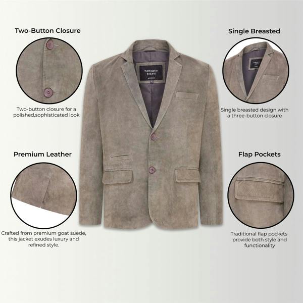 Infinity Leather Mens Slim Goat Suede Italian Blazer Jacket-Somero