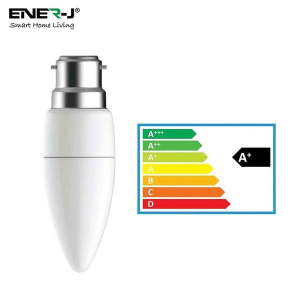 ENER-J Pack of 10 units, B22 LED Light Bulb, Warm White Candle Bulb C37, 35W Incandescent Equivalent, 3W 320lm Bayonet Lightbulb - 3000K