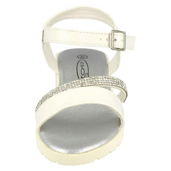 Spot On Girls Spot On Mid Heel Diamante Strap Ankle Buckle Sandal