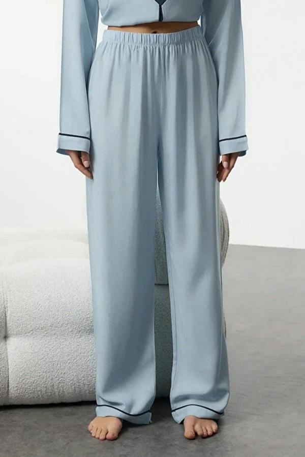 WOVCOR 2-Piece Heart Embroidered Viscose Woven Pajama Set